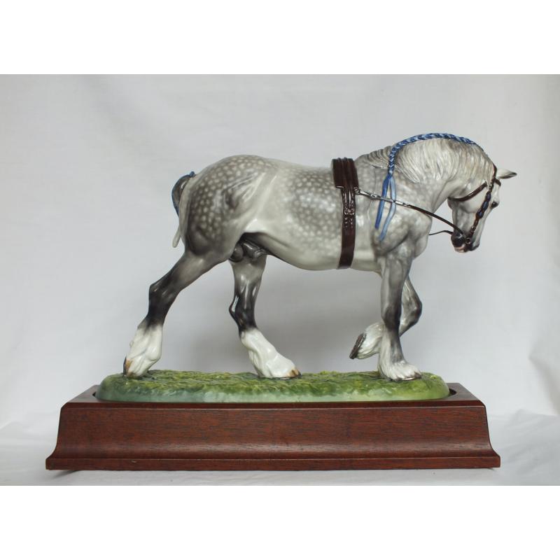 Hereford Fine China Shire Horse Stallion - Dapple Grey