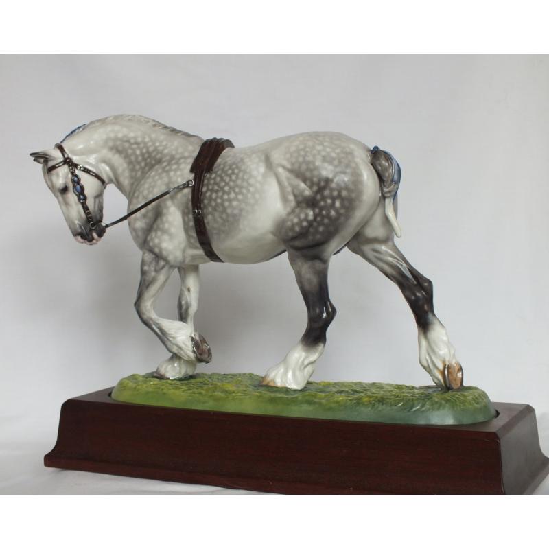 Hereford Fine China Shire Horse Stallion - Dapple Grey