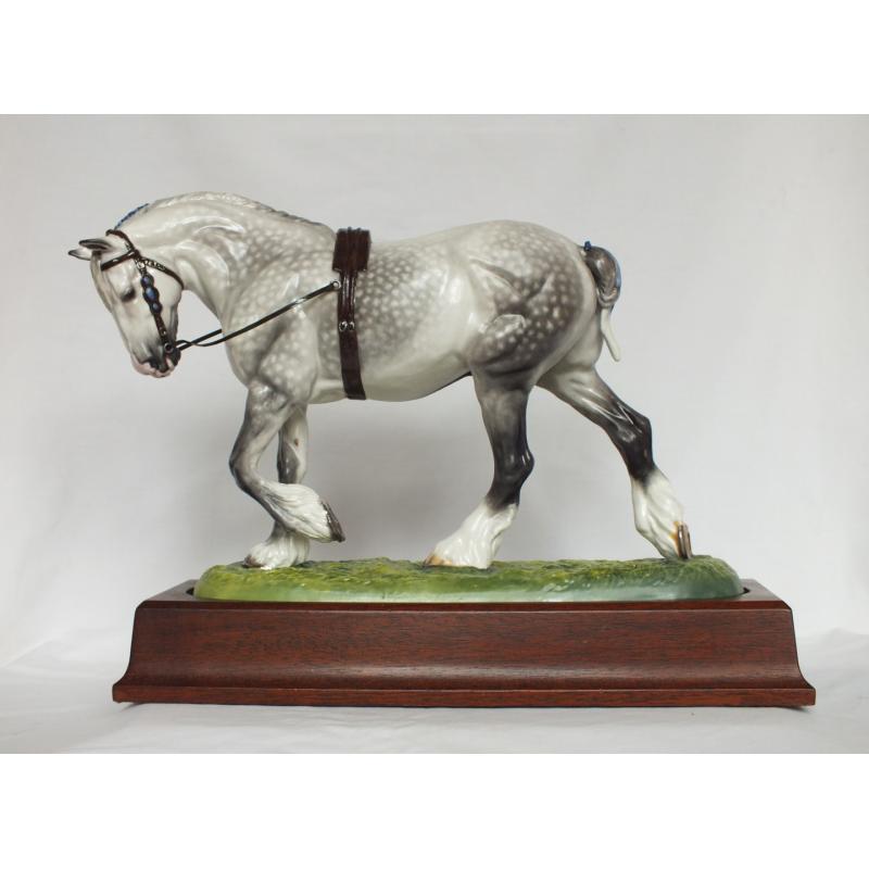 Hereford Fine China Shire Horse Stallion - Dapple Grey